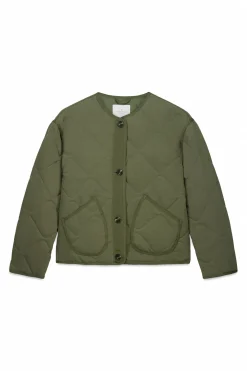 Chaqueta corta verde acolchada