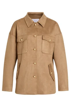 Chaqueta de antelina abotonada