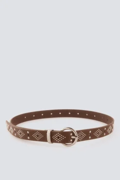 Cintur&oacute;n hebilla redonda tachas