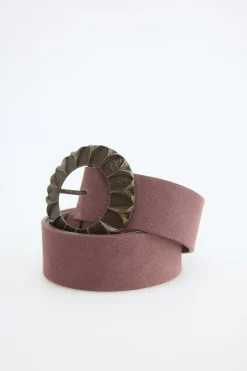 Cintur&oacute;n piel hebilla redonda