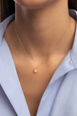 Collar Adorable Heart Pink Ba&ntilde;o Oro