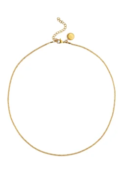 Collar Fine Tape Acero Ba&ntilde;o Oro