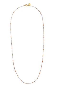 Collar Long Full Crystal Summer Acero Ba&ntilde;o Oro