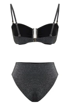 Conjunto de bikini bandeau alto brillo