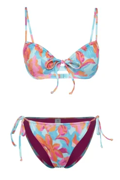 Conjunto de bikini fruncido floral