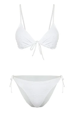 Conjunto de bikini triangular brocado