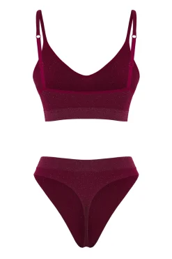 Conjunto de lencer&iacute;a bralette brillo