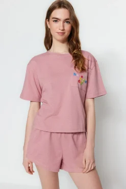 Conjunto de pijama corto liso