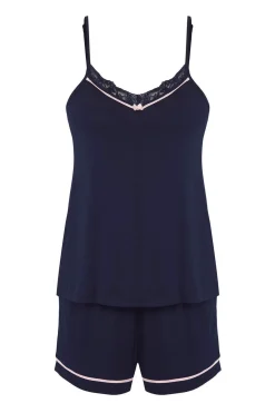 Conjunto de pijama corto lencero lazos