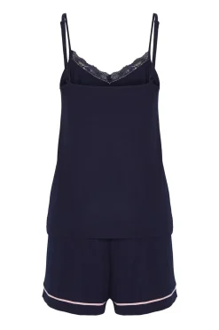 Conjunto de pijama corto lencero lazos