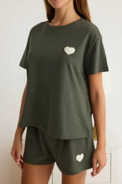 Conjunto de pijama corto coraz&oacute;n