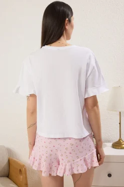 Conjunto de pijama corto volantes floral