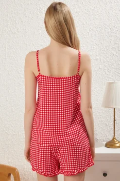 Conjunto de pijama corto vichy corazones