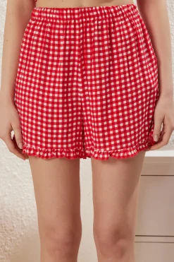 Conjunto de pijama corto vichy corazones