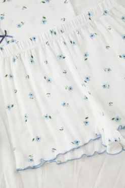 Conjunto de pijama corto floral lazos