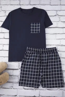 Conjunto de pijama corto cuadros