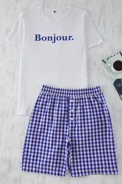 Conjunto de pijama corto cuadros