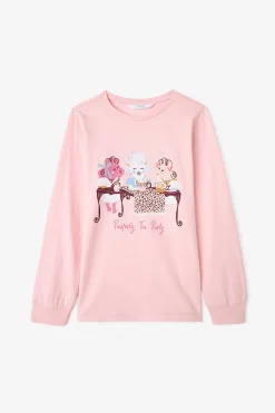 Conjunto de pijama de manga larga de 2 piezas con estampado de leopardo para ni&ntilde;as