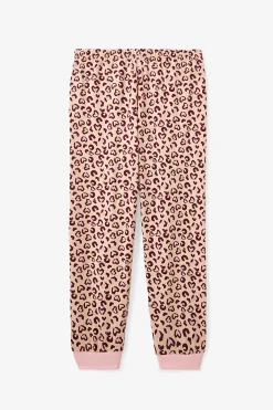 Conjunto de pijama de manga larga de 2 piezas con estampado de leopardo para ni&ntilde;as