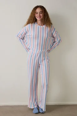 Conjunto de pijama t&eacute;rmico de manga larga con cuello redondo Moonlight