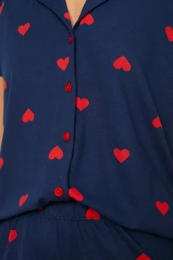 Conjunto pijama camisero corto corazones