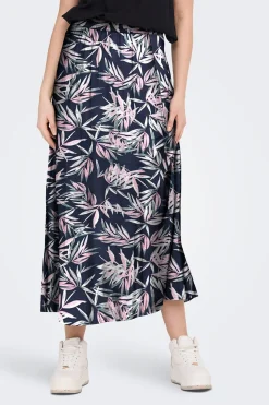 Falda larga estampada cintura elástica