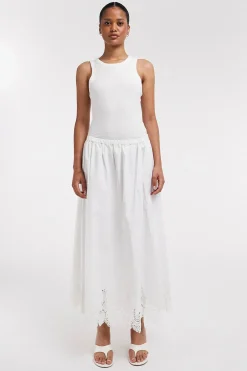 Falda midi bordado ingl&eacute;s