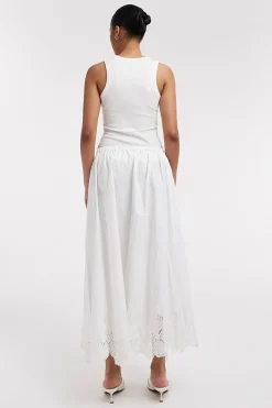 Falda midi bordado ingl&eacute;s