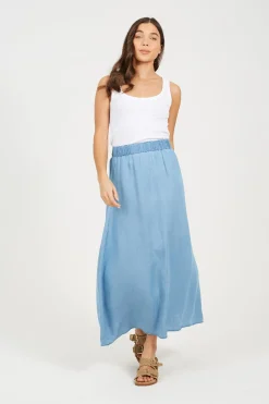 Falda midi con cintura el&aacute;stica