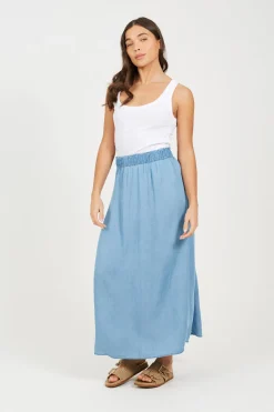 Falda midi con cintura el&aacute;stica