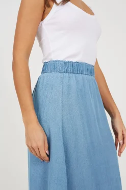 Falda midi con cintura el&aacute;stica