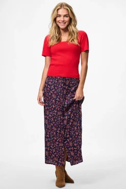 Falda midi de flores