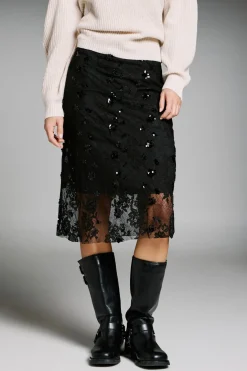 Falda midi de lentejuelas