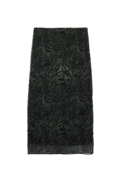 Falda midi de tul con estampado animal y forro, cintura est&aacute;ndar