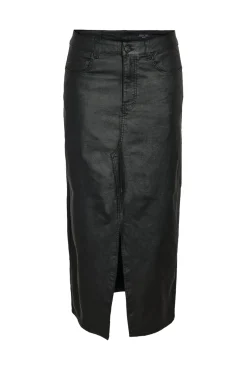 Falda midi efecto coated.