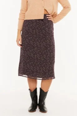 Falda midi estampado floral peque&ntilde;o