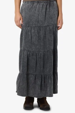 Falda midi panelada washed