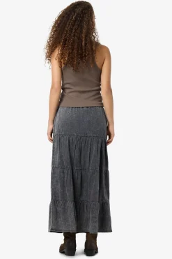 Falda midi panelada washed