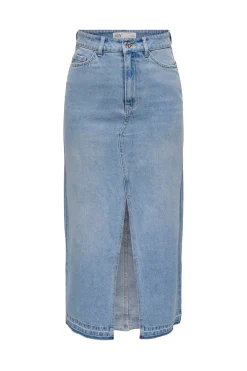 Falda vaquera larga con apertura frontal