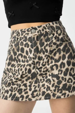 Falda-Pantal&oacute;n vaquera de leopardo