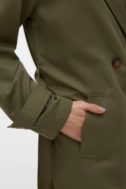 Gabardina midi manga larga