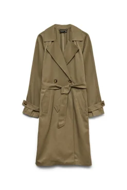 Gabardina midi manga larga