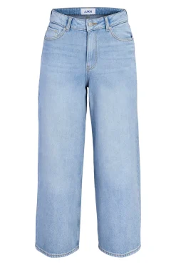 Jeans cropped tiro alto lavado