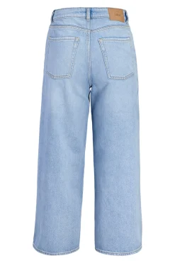 Jeans cropped tiro alto lavado