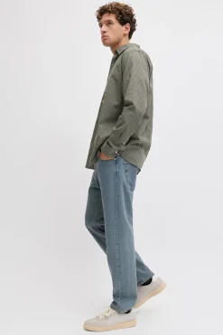 Jeans relaxed tiro medio vaquero