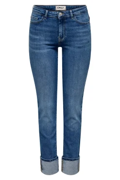 Jeans slim bajo vuelto