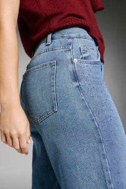 Jeans Wide Leg strass