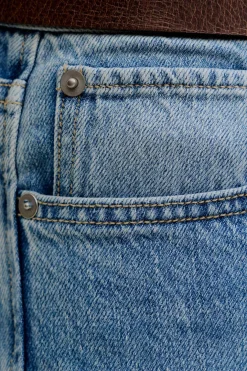 Jeans wide tiro medio algod&oacute;n