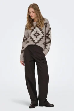 Jersey jacquard cuello redondo