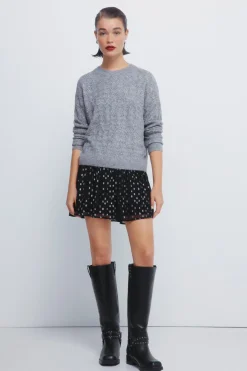 Jersey pointelle lurex